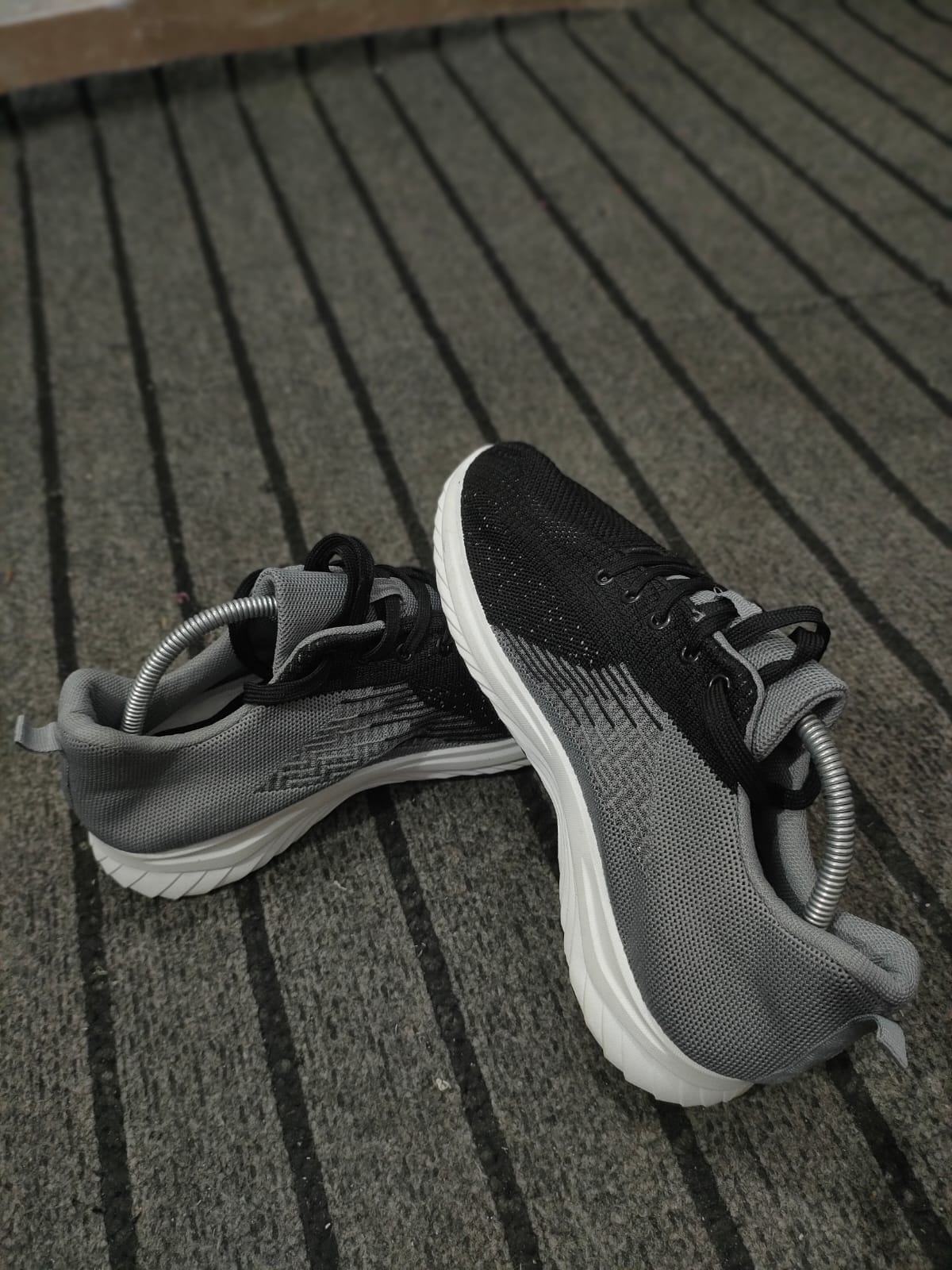 Black and Grey Knit Sneakers footwear