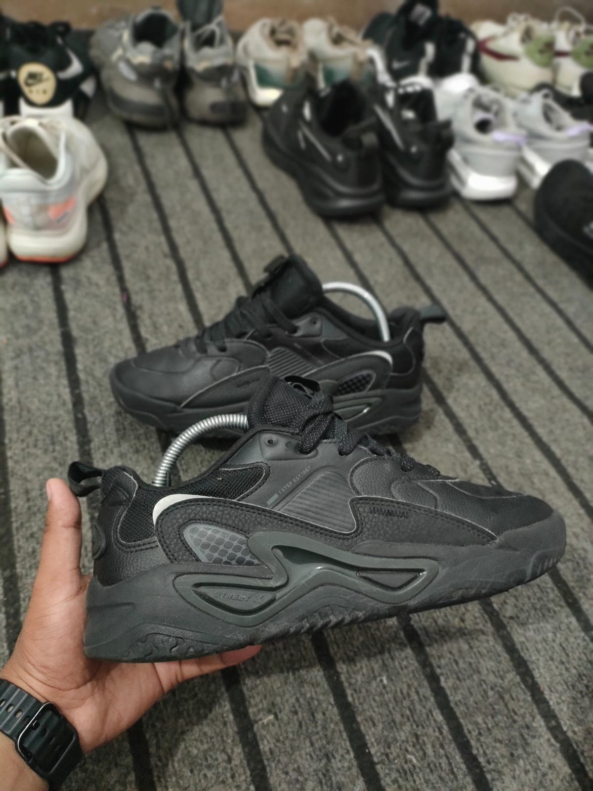 All-Black Textured Sneakers image 1