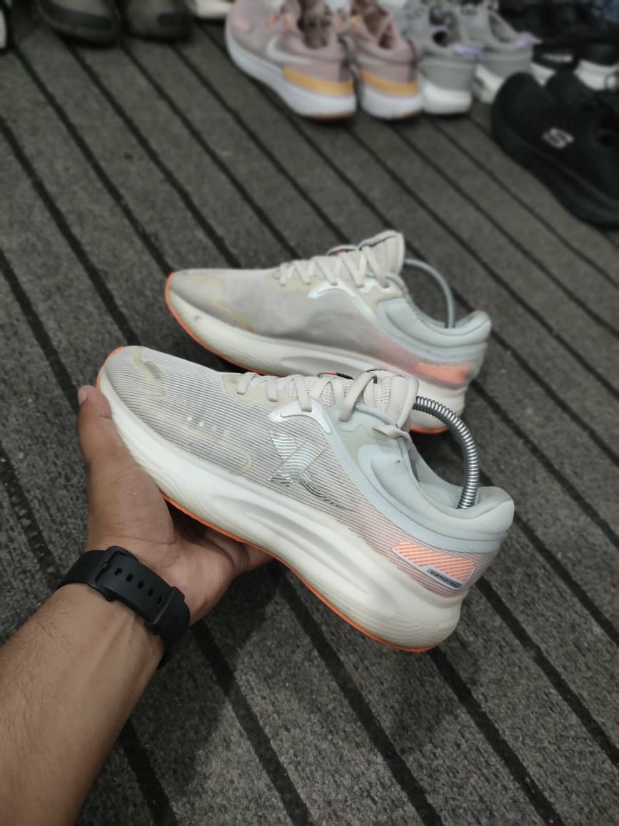White and Orange Athletic Sneakers image 1